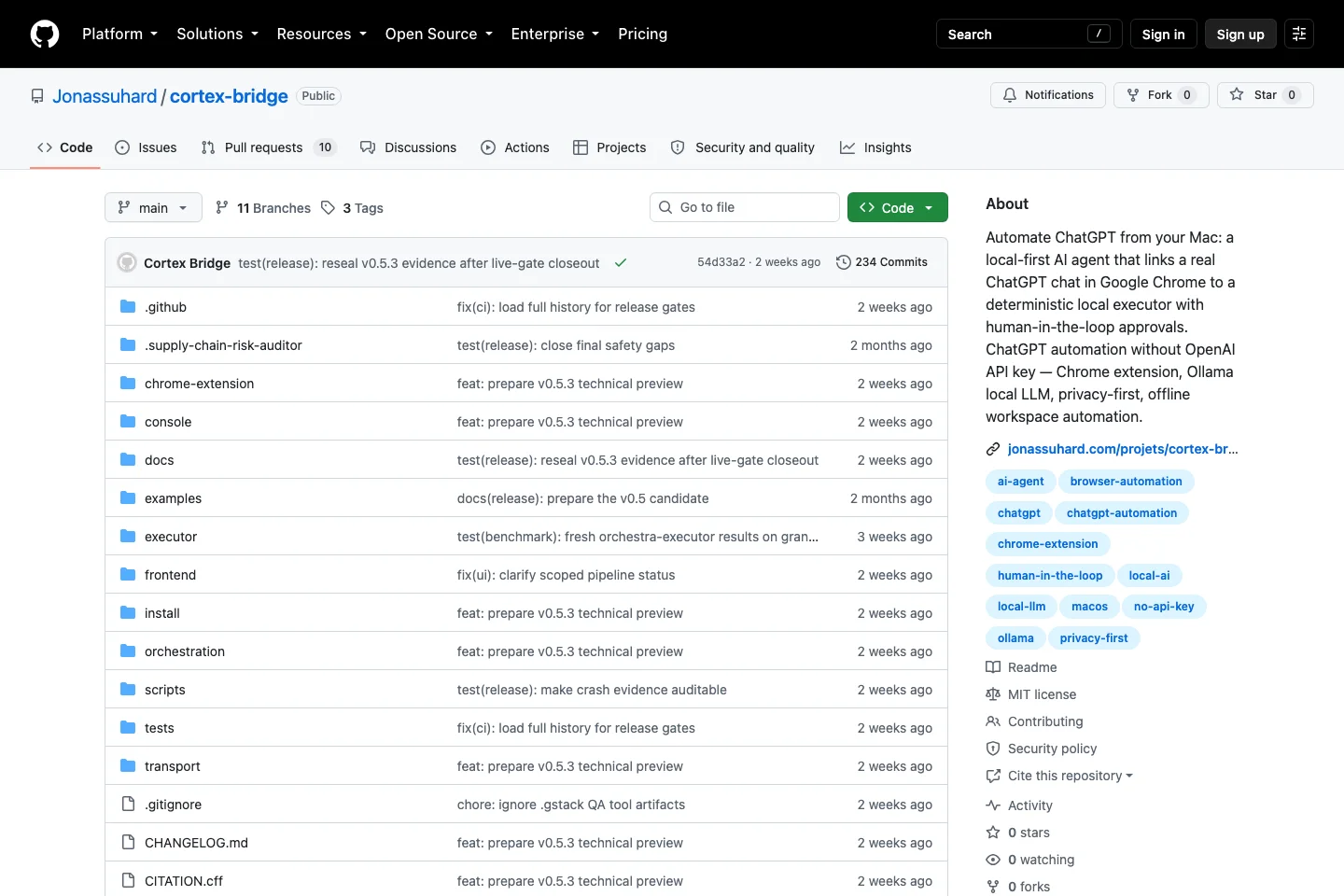 Archive du dépôt GitHub capturée le 8 septembre 2026. Pour la preview actuelle, consulter le lien v0.6.5 ci-dessous.