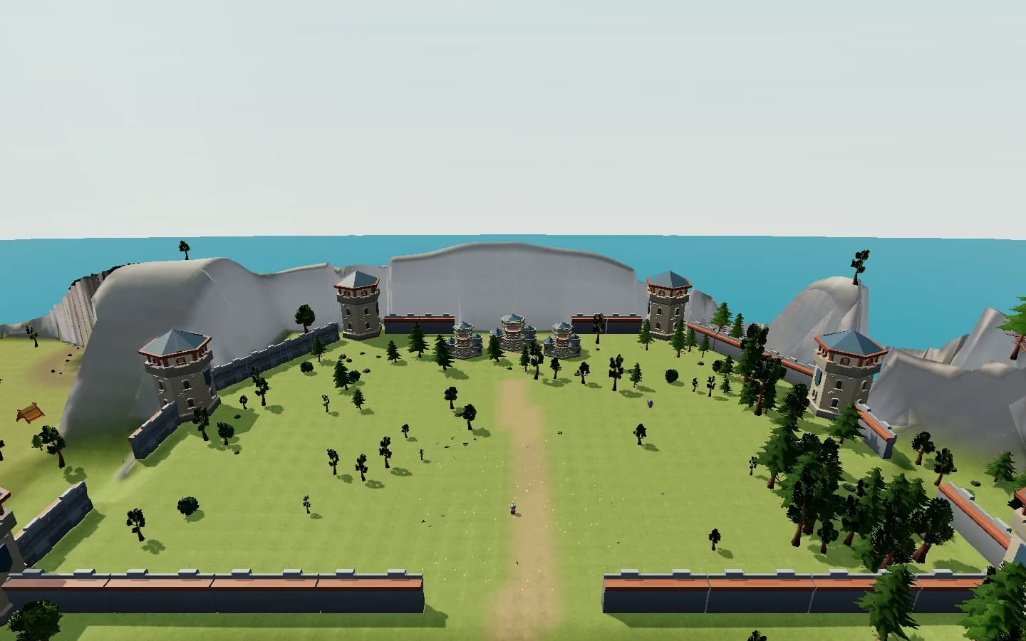 V3 : vue du château dans le même build local, avec la caméra de contrôle de la carte.